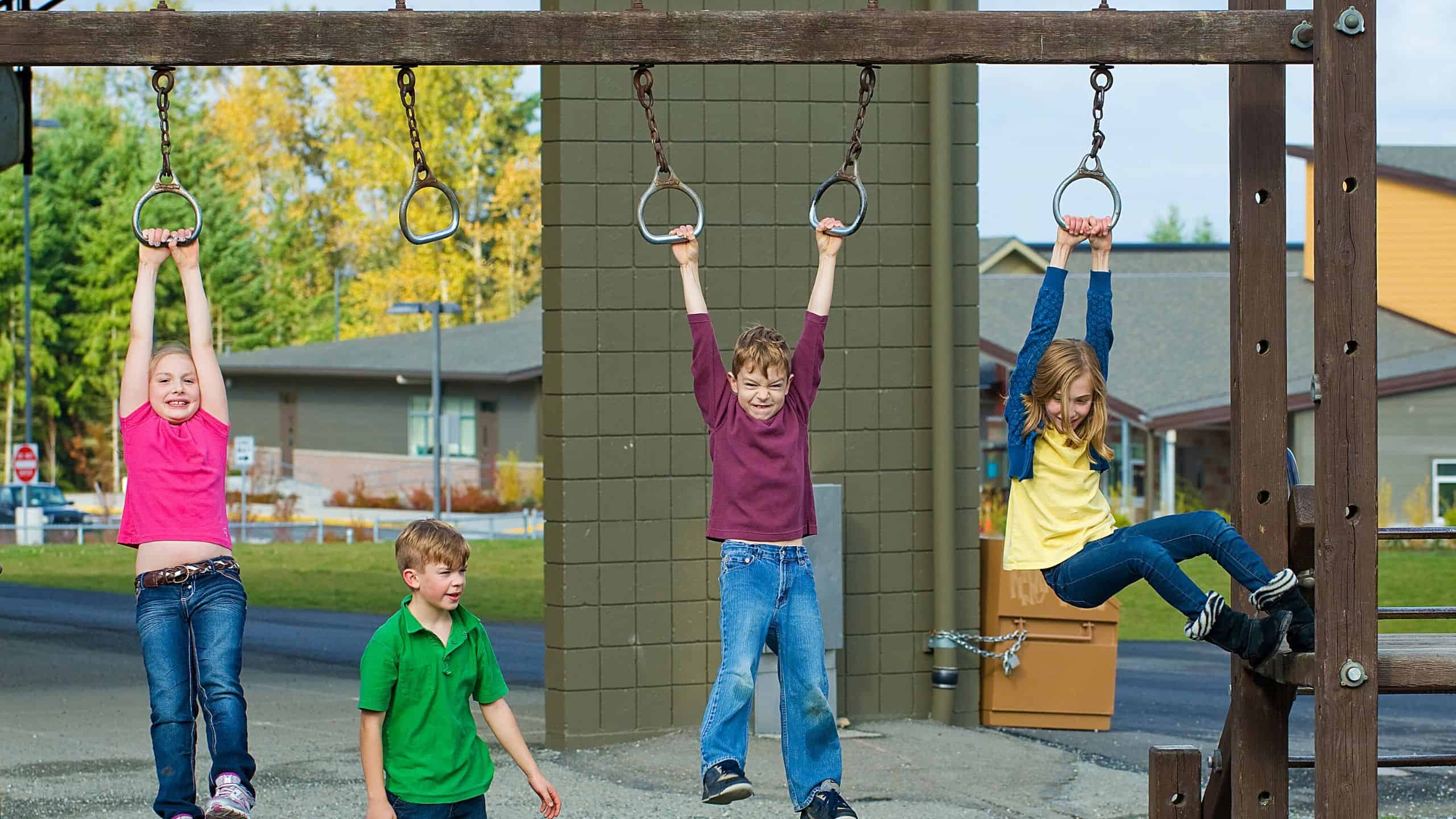 Group of kids playing together on a playground