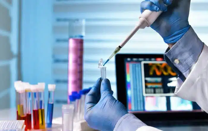 Medical professional conducting a test or analysis